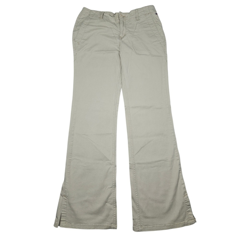 Tommy Jeans VTG Low Rise Flare Chino Pants Khaki Tan Sz 7